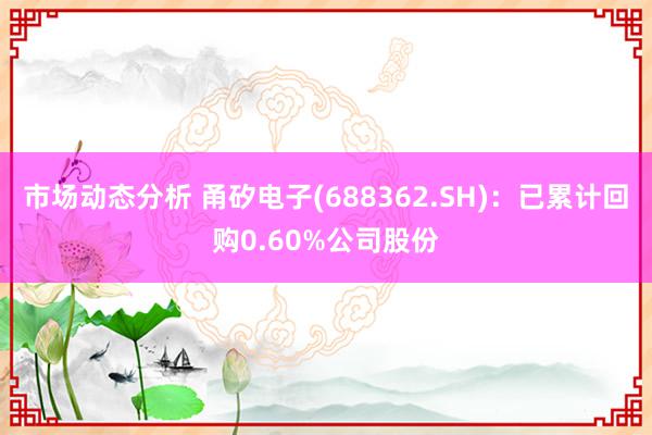 市场动态分析 甬矽电子(688362.SH)：已累计回购0.60%公司股份