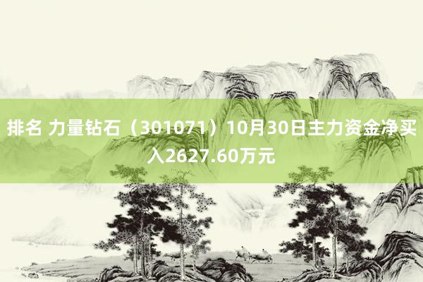 排名 力量钻石（301071）10月30日主力资金净买入2627.60万元