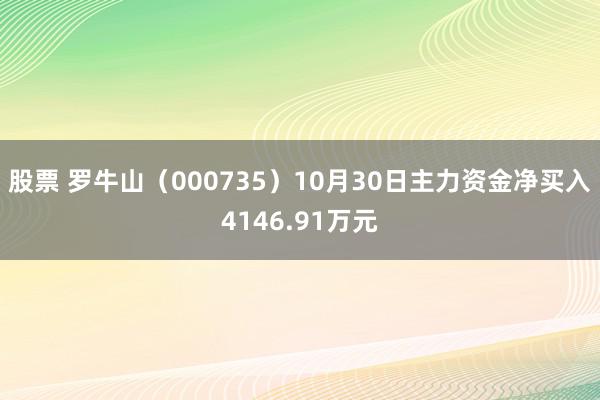 股票 罗牛山（000735）10月30日主力资金净买入4146.91万元