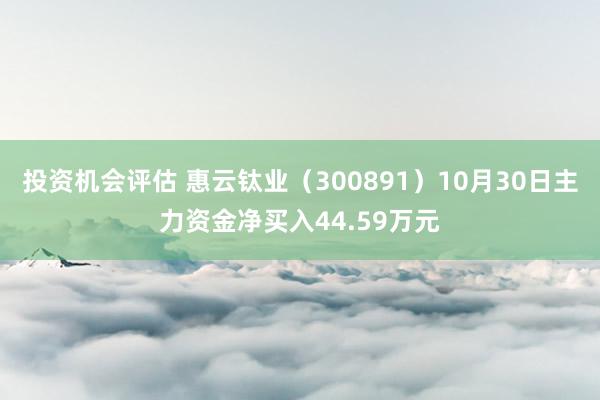 投资机会评估 惠云钛业（300891）10月30日主力资金净买入44.59万元