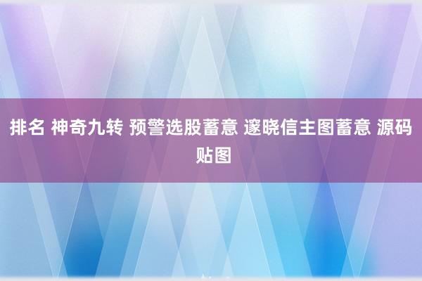 排名 神奇九转 预警选股蓄意 邃晓信主图蓄意 源码 贴图