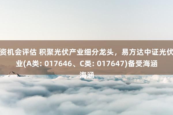 投资机会评估 积聚光伏产业细分龙头，易方达中证光伏产业(A类: 017646、C类: 017647)备受海涵