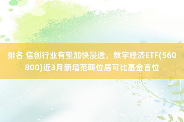 排名 信创行业有望加快浸透，数字经济ETF(560800)近3月新增范畴位居可比基金首位