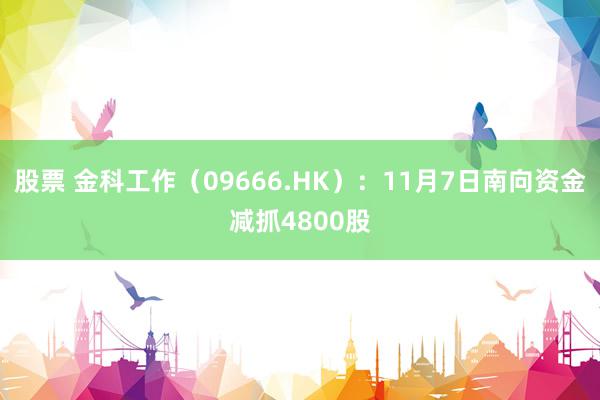 股票 金科工作（09666.HK）：11月7日南向资金减抓4800股