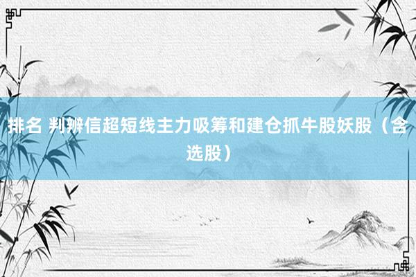 排名 判辨信超短线主力吸筹和建仓抓牛股妖股（含选股）