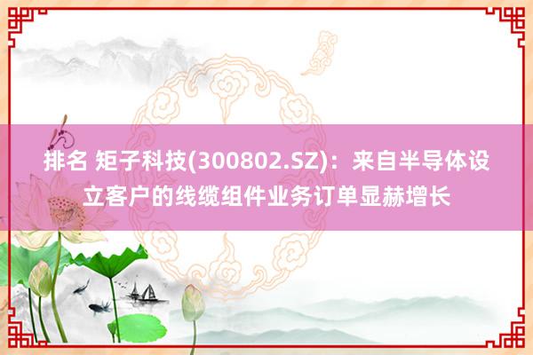 排名 矩子科技(300802.SZ)：来自半导体设立客户的线缆组件业务订单显赫增长