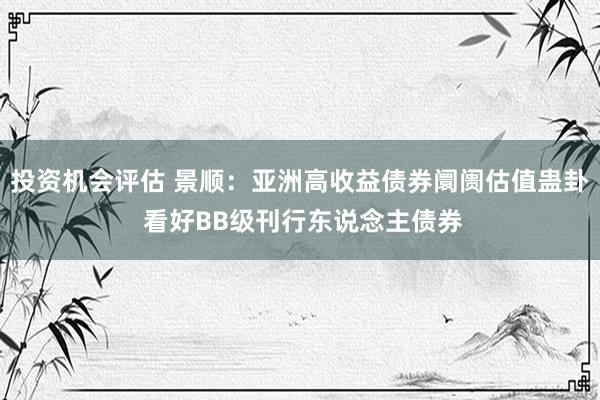 投资机会评估 景顺：亚洲高收益债券阛阓估值蛊卦 看好BB级刊行东说念主债券