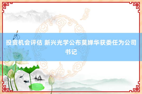 投资机会评估 新兴光学公布莫婵华获委任为公司书记