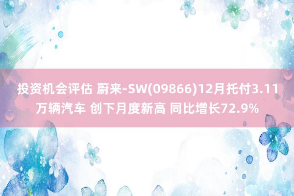 投资机会评估 蔚来-SW(09866)12月托付3.11万辆汽车 创下月度新高 同比增长72.9%