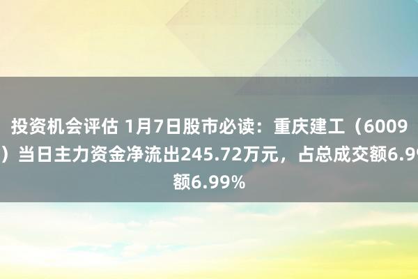 投资机会评估 1月7日股市必读：重庆建工（600939）当日主力资金净流出245.72万元，占总成交额6.99%