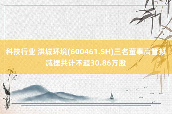 科技行业 洪城环境(600461.SH)三名董事高管拟减捏共计不超30.86万股