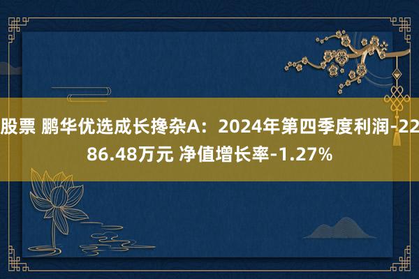 股票 鹏华优选成长搀杂A：2024年第四季度利润-2286.48万元 净值增长率-1.27%