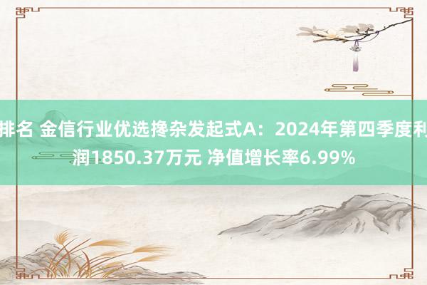 排名 金信行业优选搀杂发起式A：2024年第四季度利润1850.37万元 净值增长率6.99%