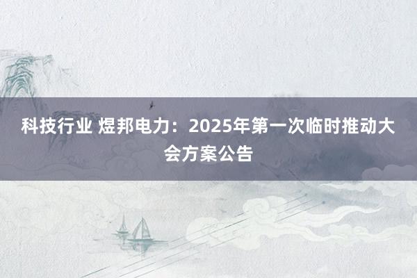 科技行业 煜邦电力：2025年第一次临时推动大会方案公告