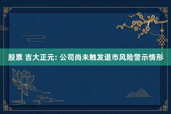 股票 吉大正元: 公司尚未触发退市风险警示情形