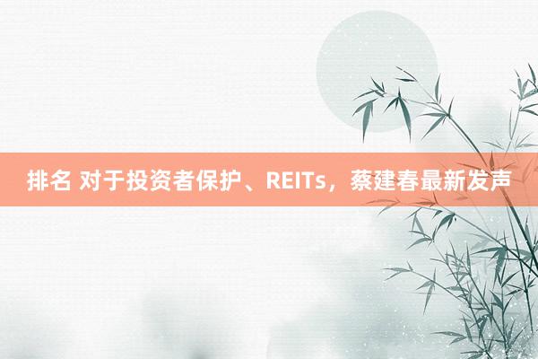 排名 对于投资者保护、REITs，蔡建春最新发声