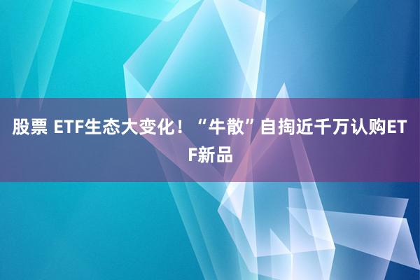 股票 ETF生态大变化！“牛散”自掏近千万认购ETF新品